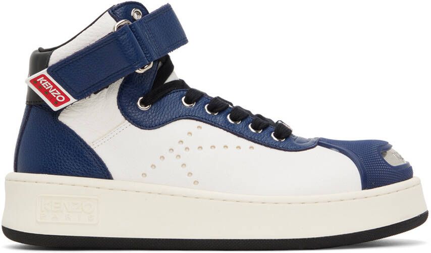 Kenzo White & Navy Paris Hoops Sneakers - Picture 5