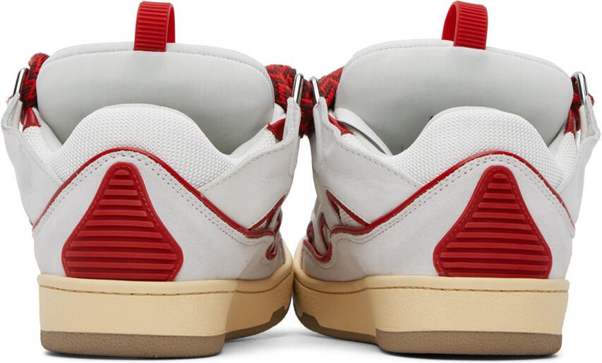 Lanvin SSENSE Exclusive White & Red Curb Sneakers