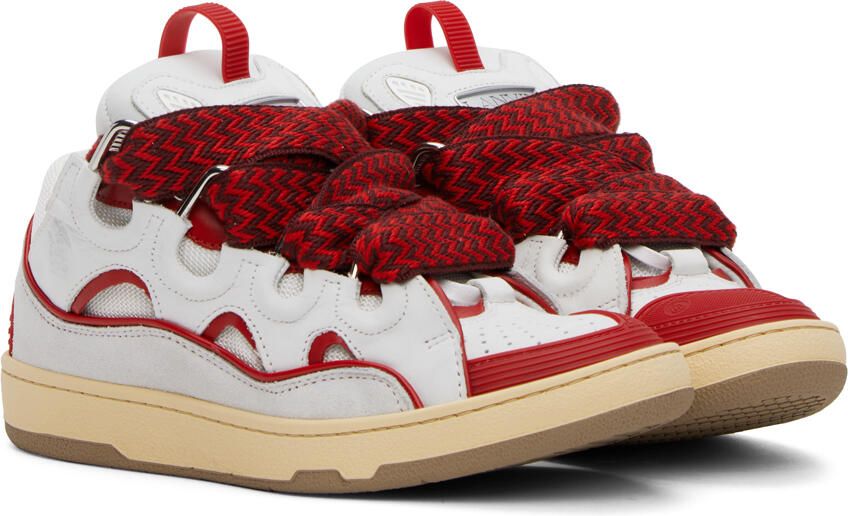 Lanvin SSENSE Exclusive White & Red Curb Sneakers - Picture 2
