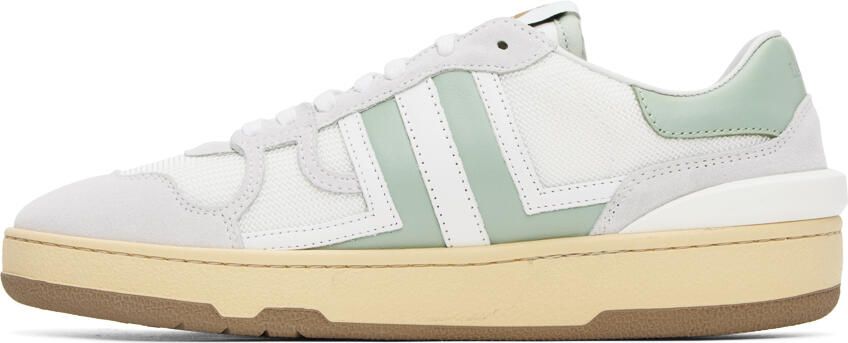 Lanvin White & Green Clay Sneakers - Picture 3