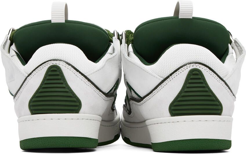 Lanvin White & Green Curb Sneakers