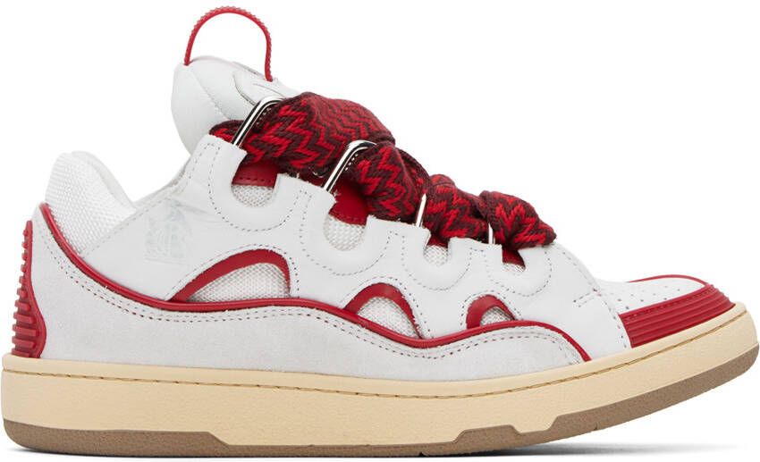Lanvin SSENSE Exclusive White & Red Curb Sneakers - Picture 5