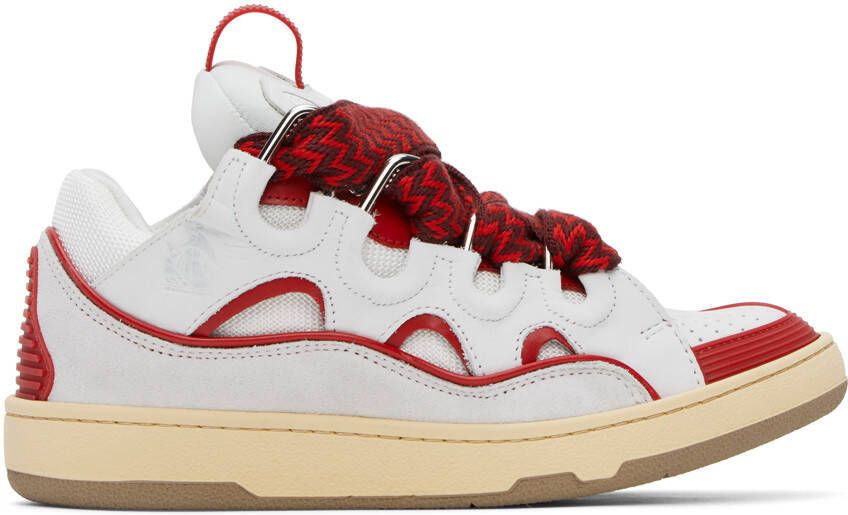 Lanvin SSENSE Exclusive White & Red Curb Sneakers - Picture 5