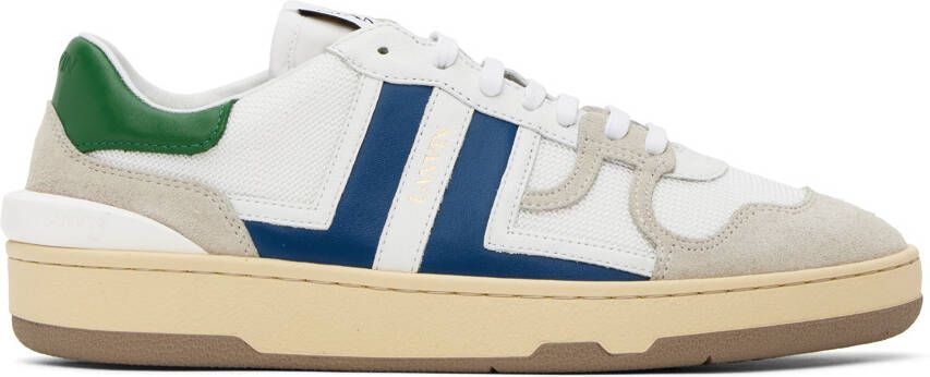Lanvin White & Blue Clay Sneakers - Picture 5