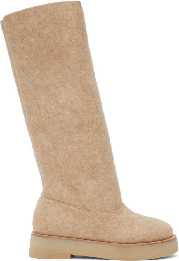 Lauren Manoogian Beige Felt Form Boots - Picture 4