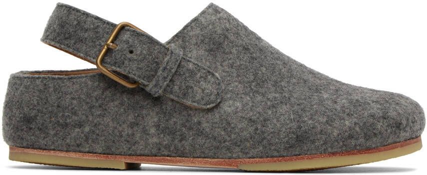 Lauren Manoogian Gray Felt Buckle Mules - Picture 5