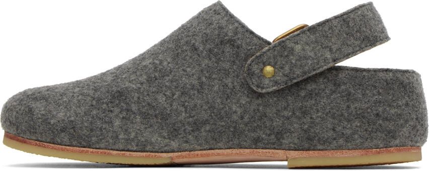 Lauren Manoogian Gray Felt Buckle Mules - Picture 3