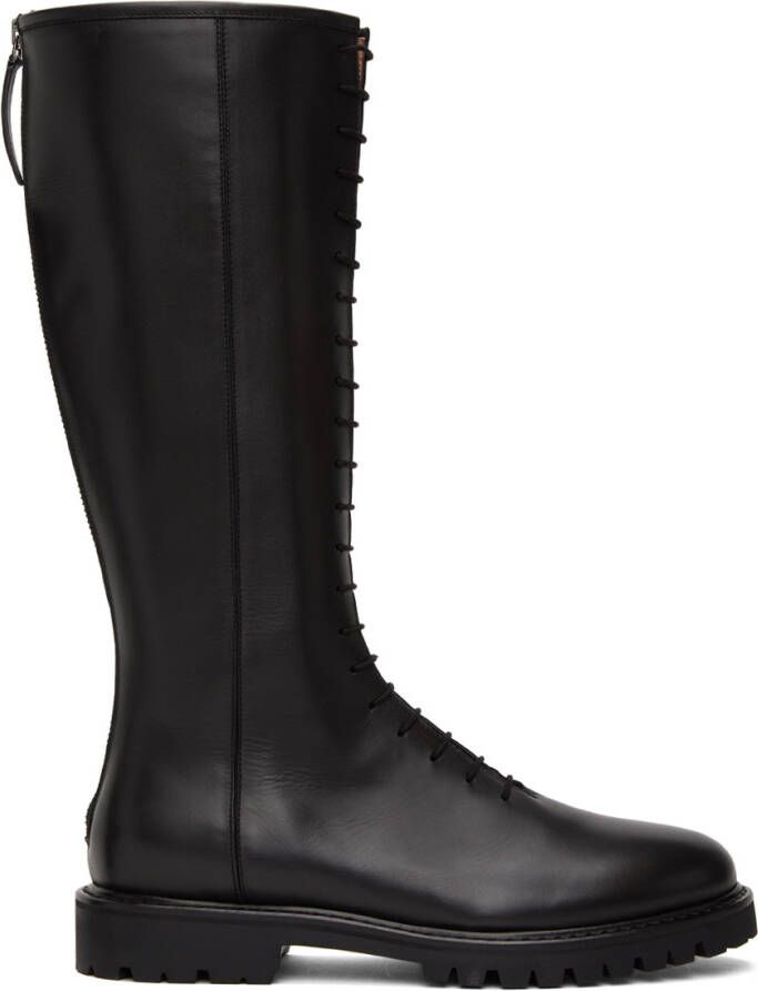 Legres Black Tall Combat Boots - Picture 5