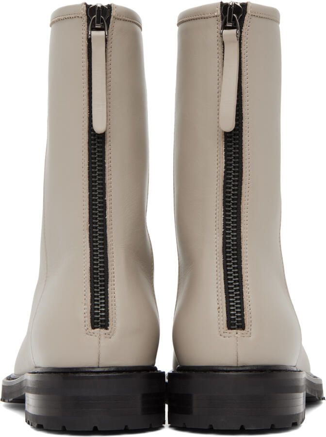 Legres Beige Leather Combat Boots - Picture 3