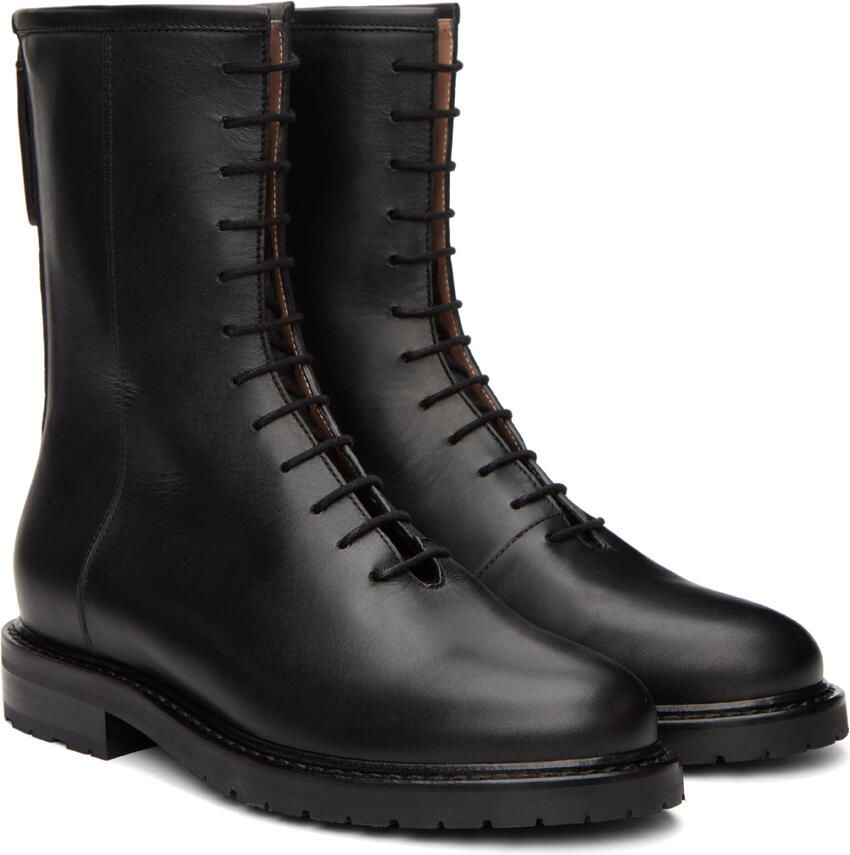 Legres Black Leather Combat Boots