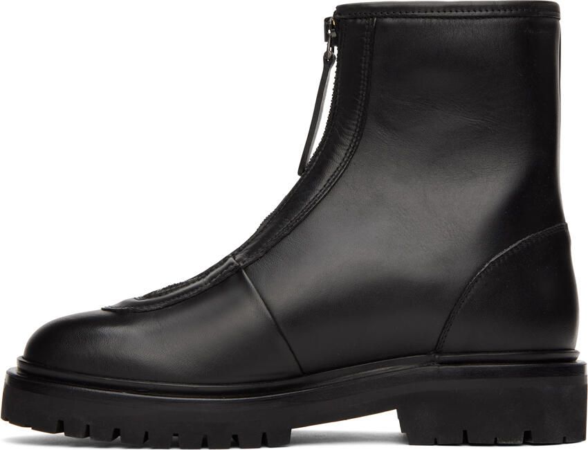 Legres Black Oiled Leather Ankle Boots - Picture 3