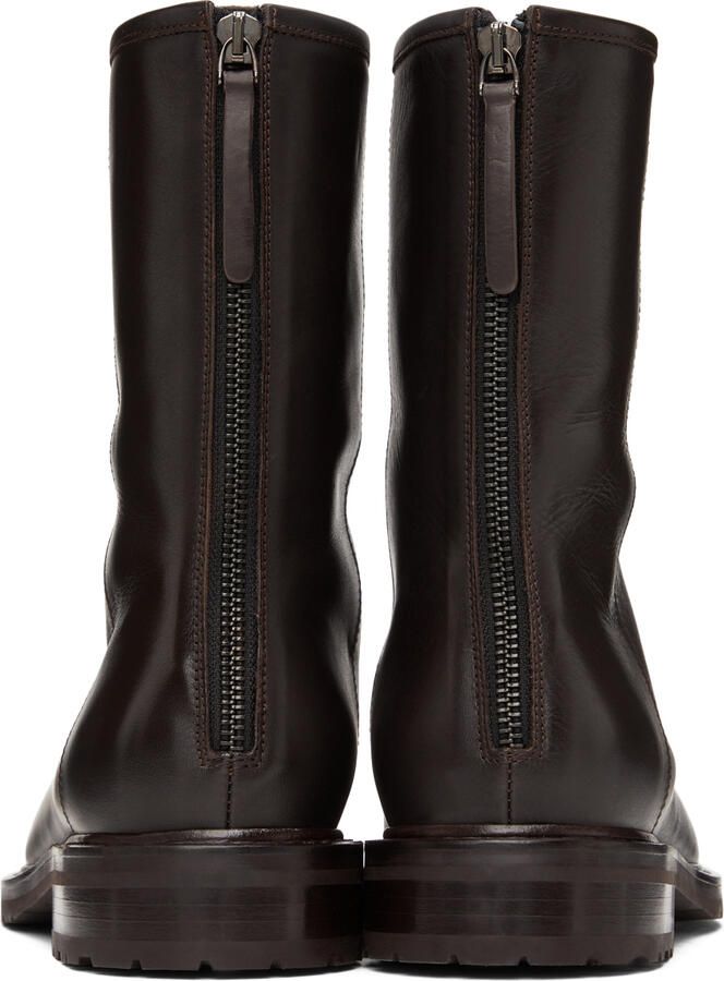 Legres Brown Leather Combat Boots - Picture 3