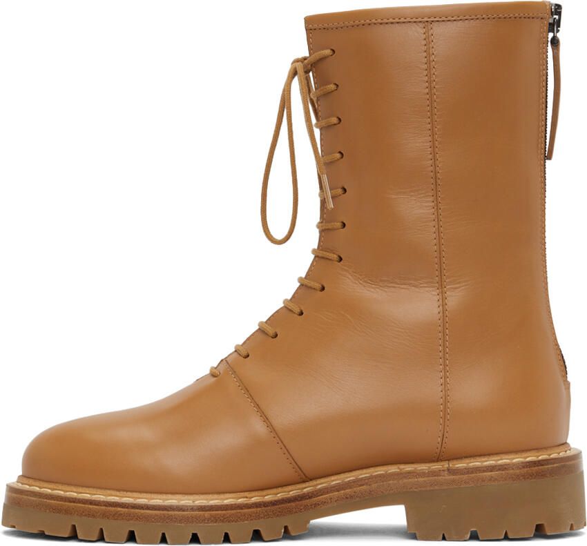 Legres Tan Leather Combat Boots - Picture 2
