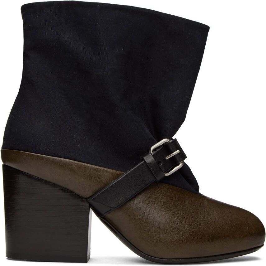 LEMAIRE Black & Brown Pin-Buckle Boots - Picture 5