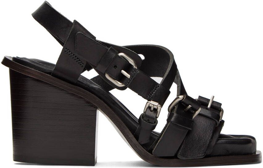 LEMAIRE Black Pin-Buckle Heeled Sandals - Picture 5