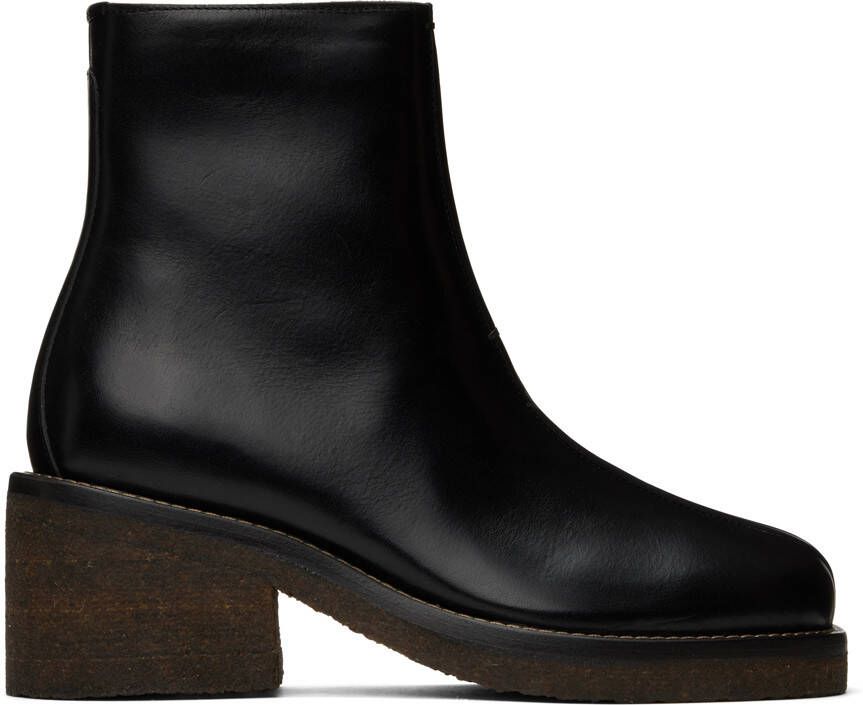 LEMAIRE Black Piped Ankle Boots - Picture 5