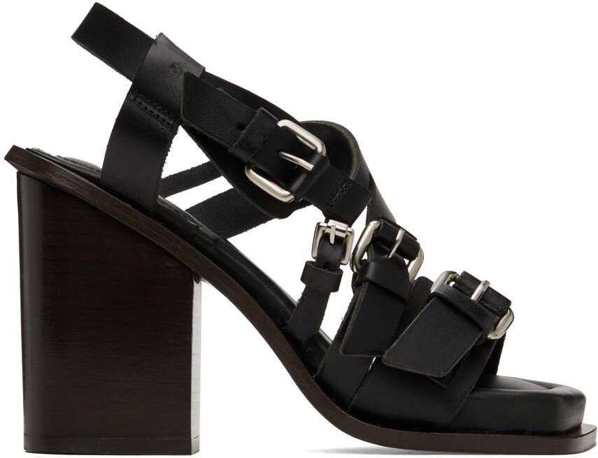 LEMAIRE Black Square Heeled 100 Sandals - Picture 4