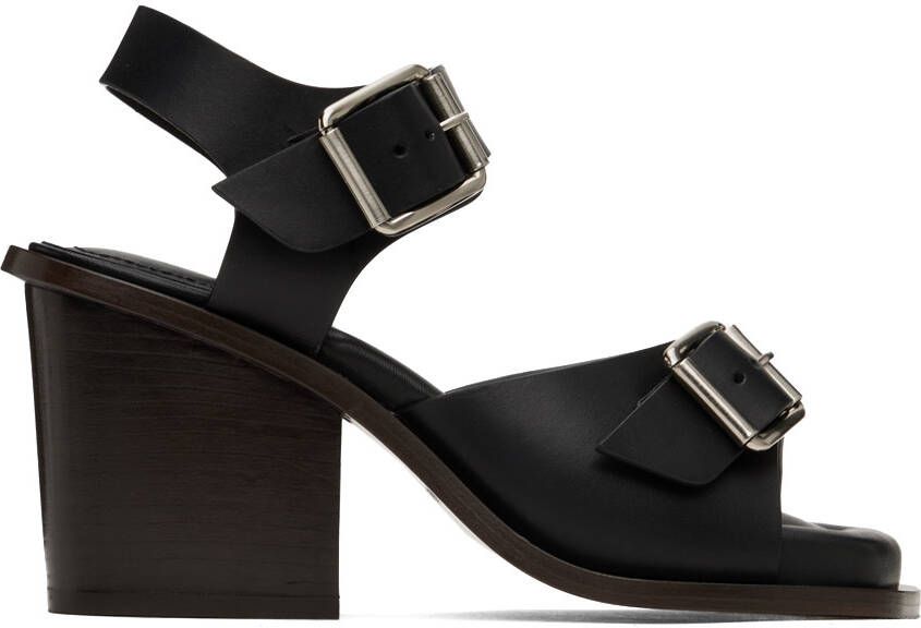 LEMAIRE Black Square Heeled 80 Sandals - Picture 4