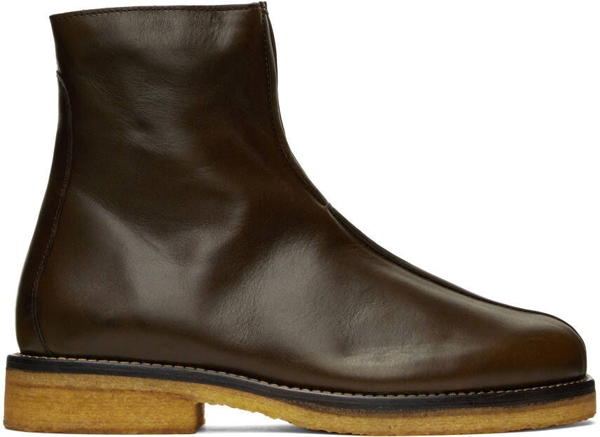LEMAIRE Brown Piped Chelsea Boots