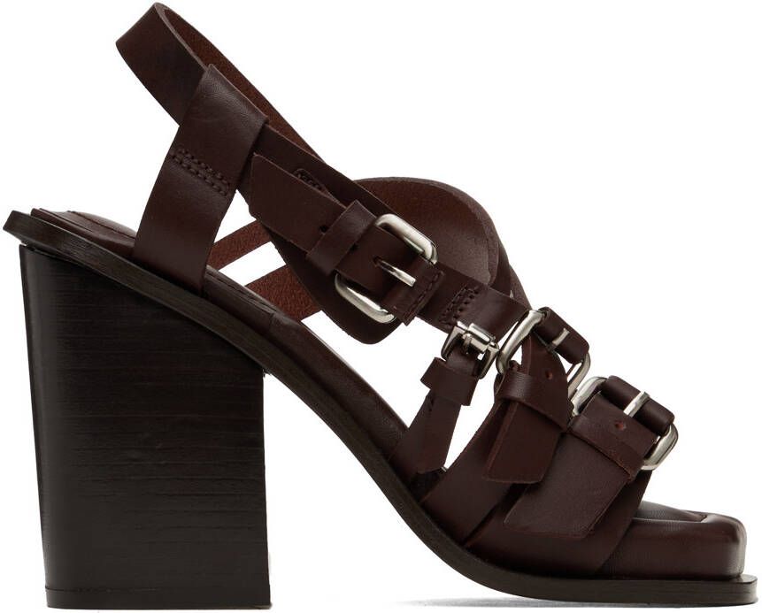 LEMAIRE Brown Square Heeled 100 Sandals - Picture 5