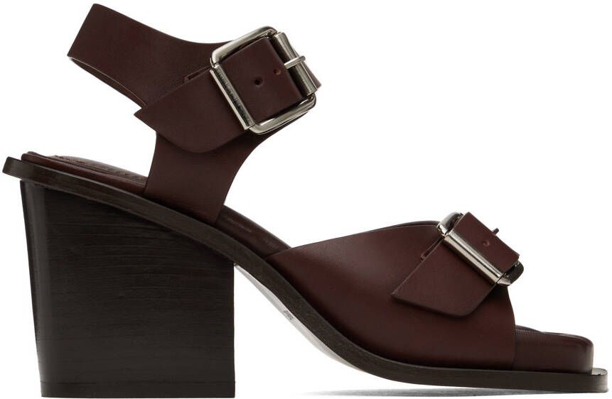 LEMAIRE Brown Square Heeled 80 Sandals - Picture 5