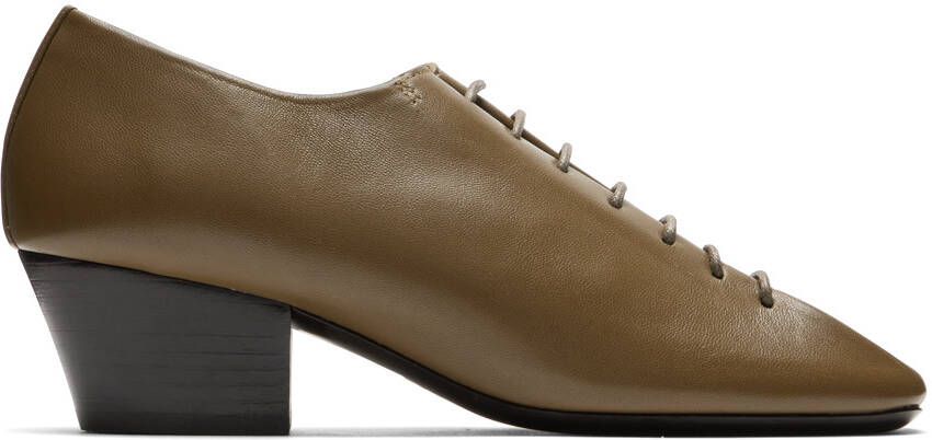 LEMAIRE Khaki Heeled Derbys - Picture 5