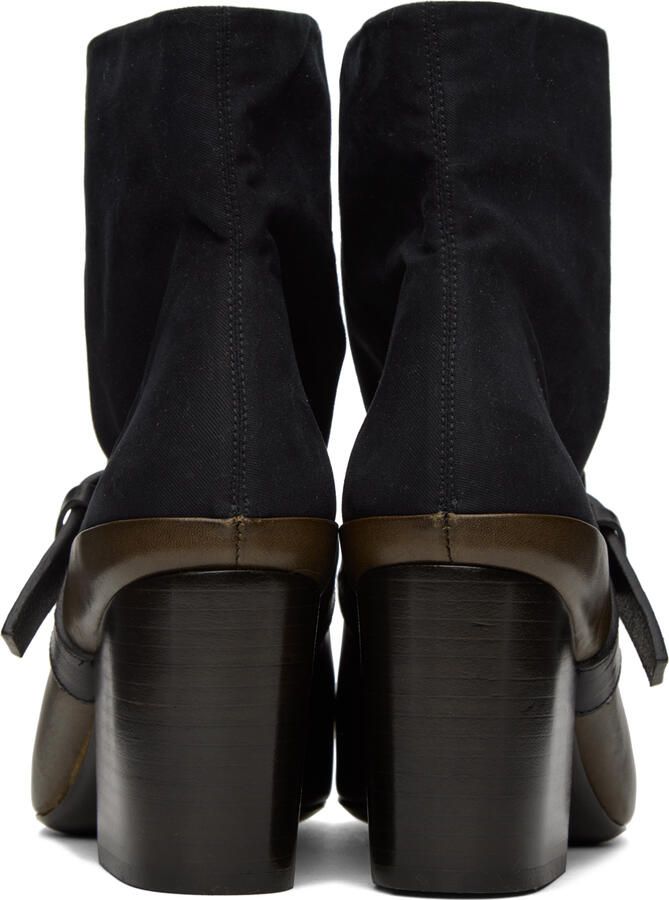 LEMAIRE Black & Brown Pin-Buckle Boots - Picture 3