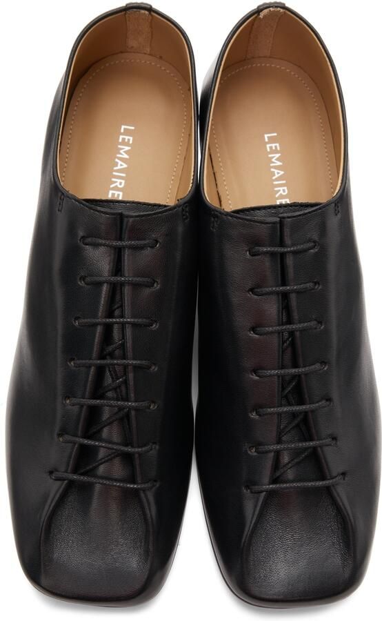 LEMAIRE Black Lace-Up Heel Derbys - Picture 3