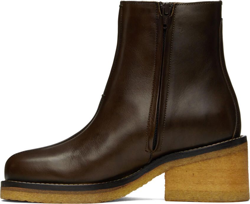 LEMAIRE Brown Piped Ankle Boots - Picture 3