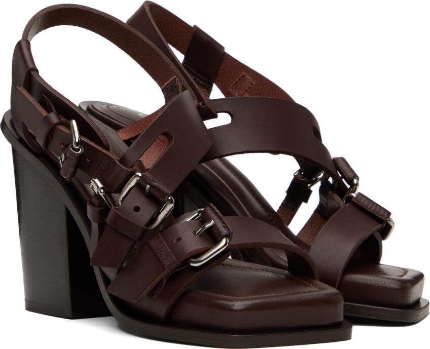 LEMAIRE Brown Square Heeled 100 Sandals - Picture 2