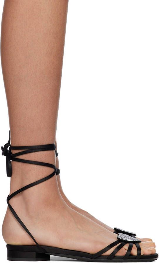 Les Petits Joueurs Black Kaia Flat Sandals - Picture 2