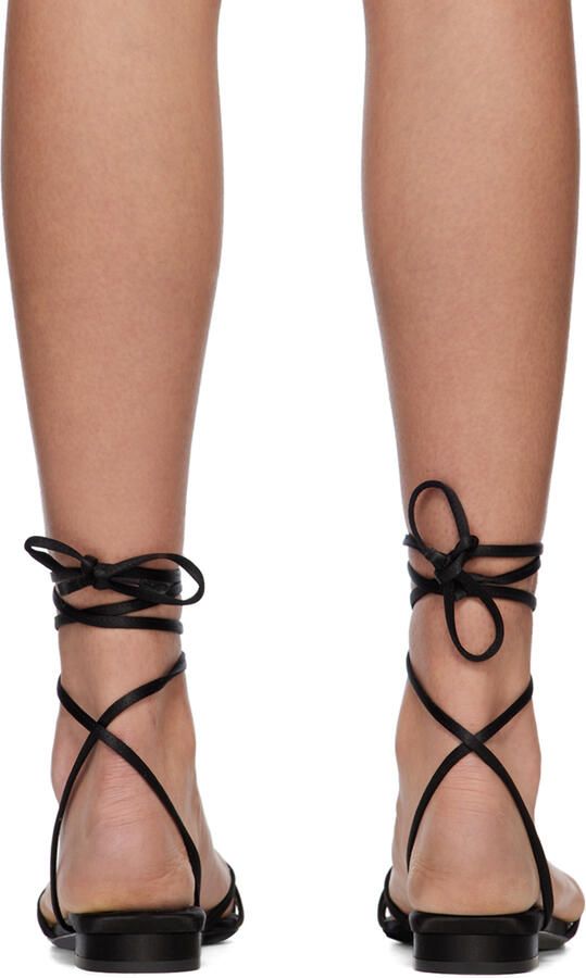 Les Petits Joueurs Black Kaia Flat Sandals - Picture 5