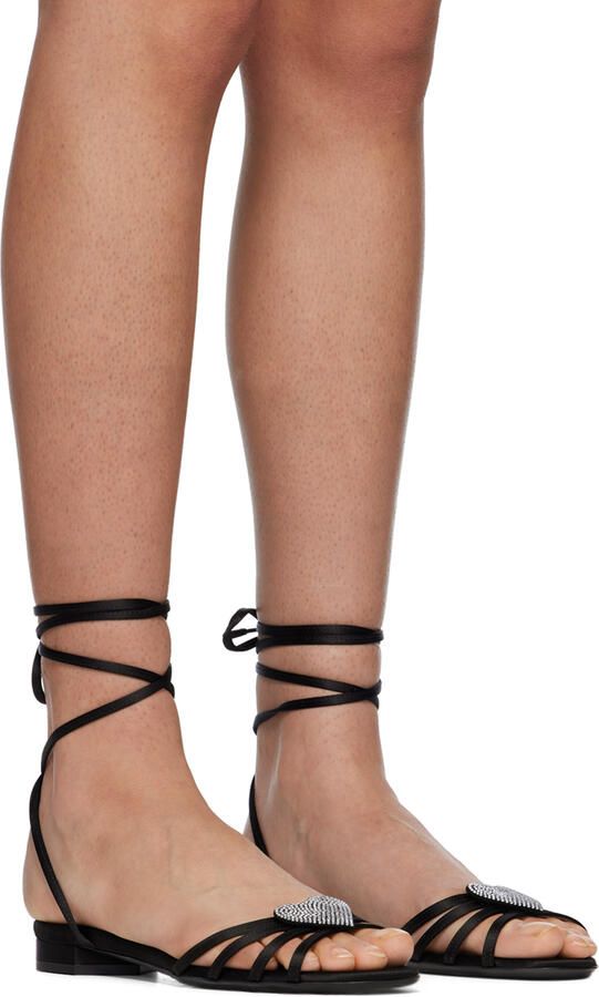 Les Petits Joueurs Black Kaia Flat Sandals - Picture 3