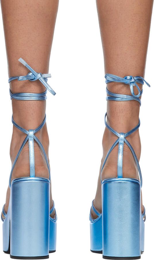 Les Petits Joueurs Blue Bianca Heart Platform Sandals - Picture 3