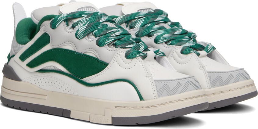Li-Ning Off-White & Green Wave Pro Sneakers - Picture 2