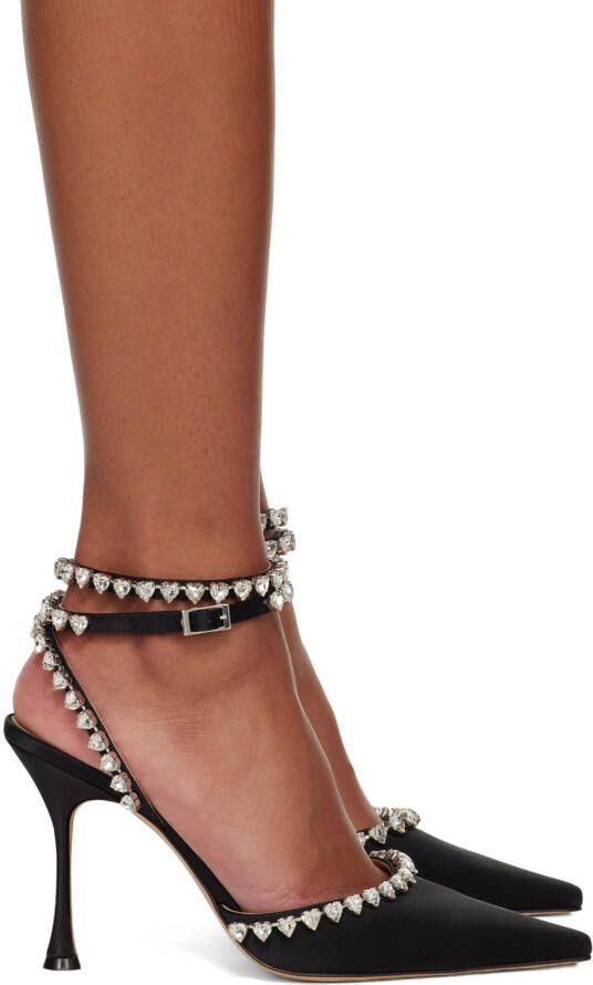 MACH & MACH Black Audrey Crystal Heels - Picture 5