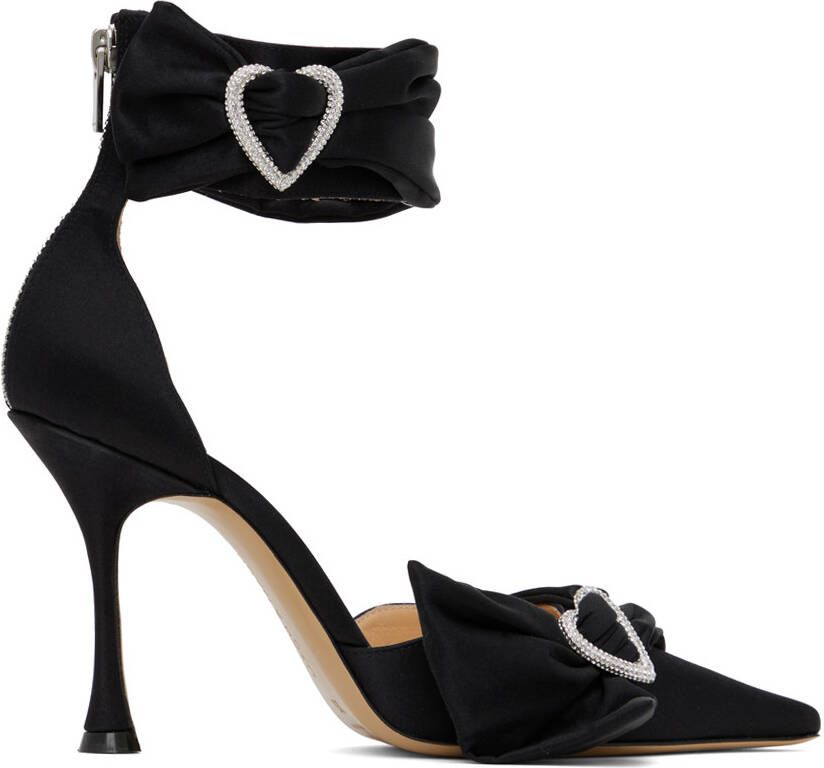 MACH & MACH Black Crystal Heart 100 Heels - Picture 5
