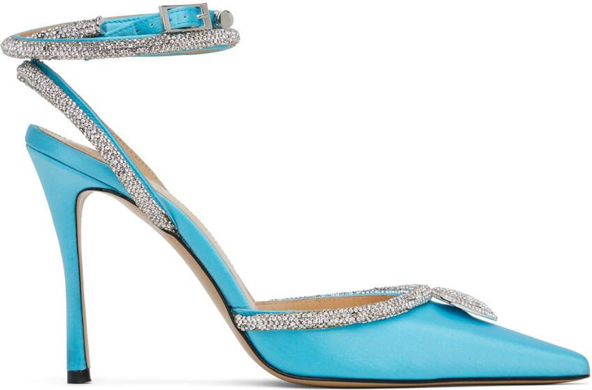 MACH & MACH Blue Crystal Heart Heels - Picture 5