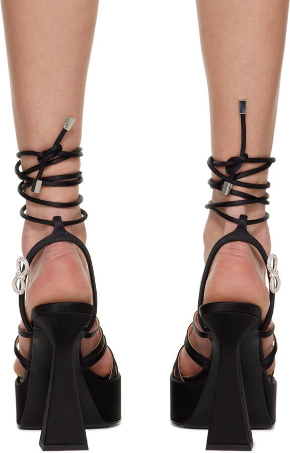 MACH & MACH Black Bow Platform Sandals