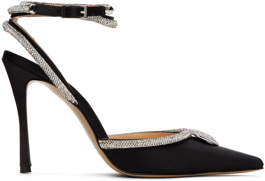 MACH & MACH Black Crystal Heart 110 Heels - Picture 5