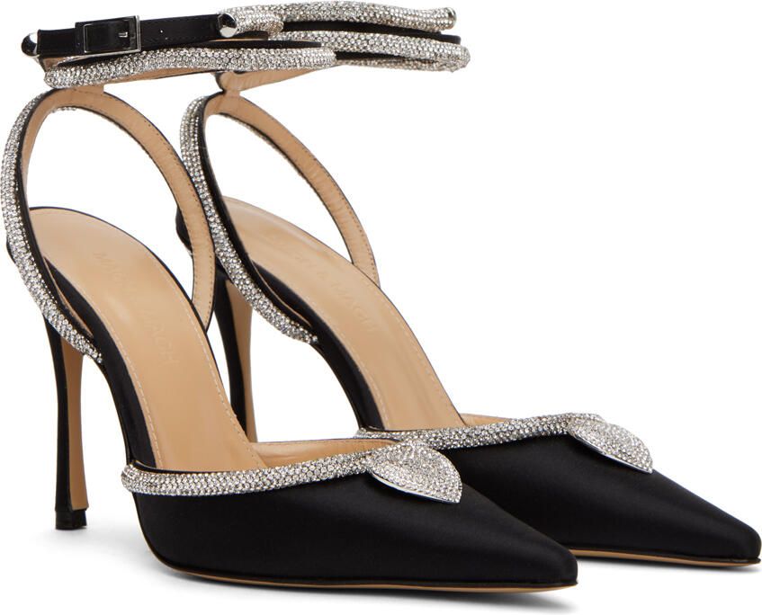MACH & MACH Black Crystal Heart 110 Heels - Picture 2