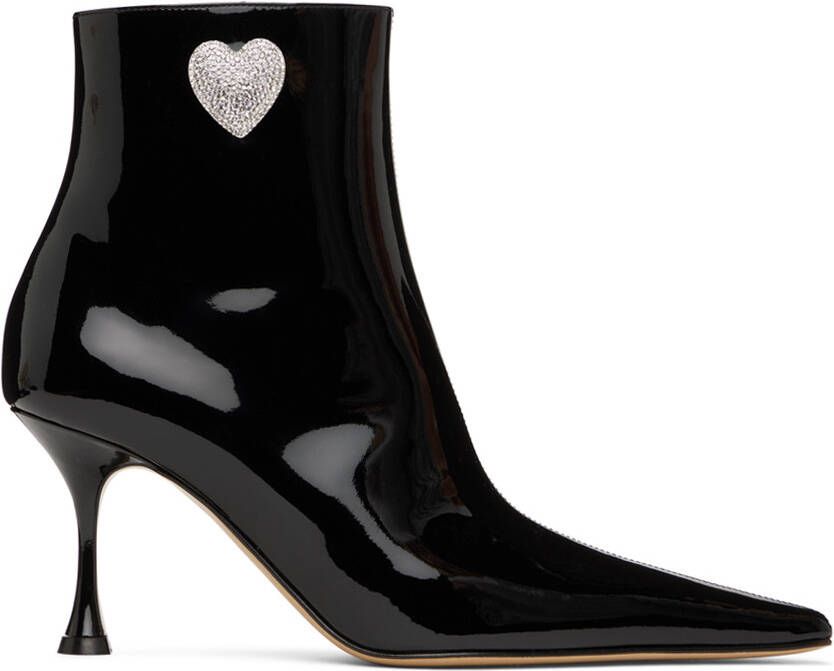 MACH & MACH Black Crystal Heart Boots