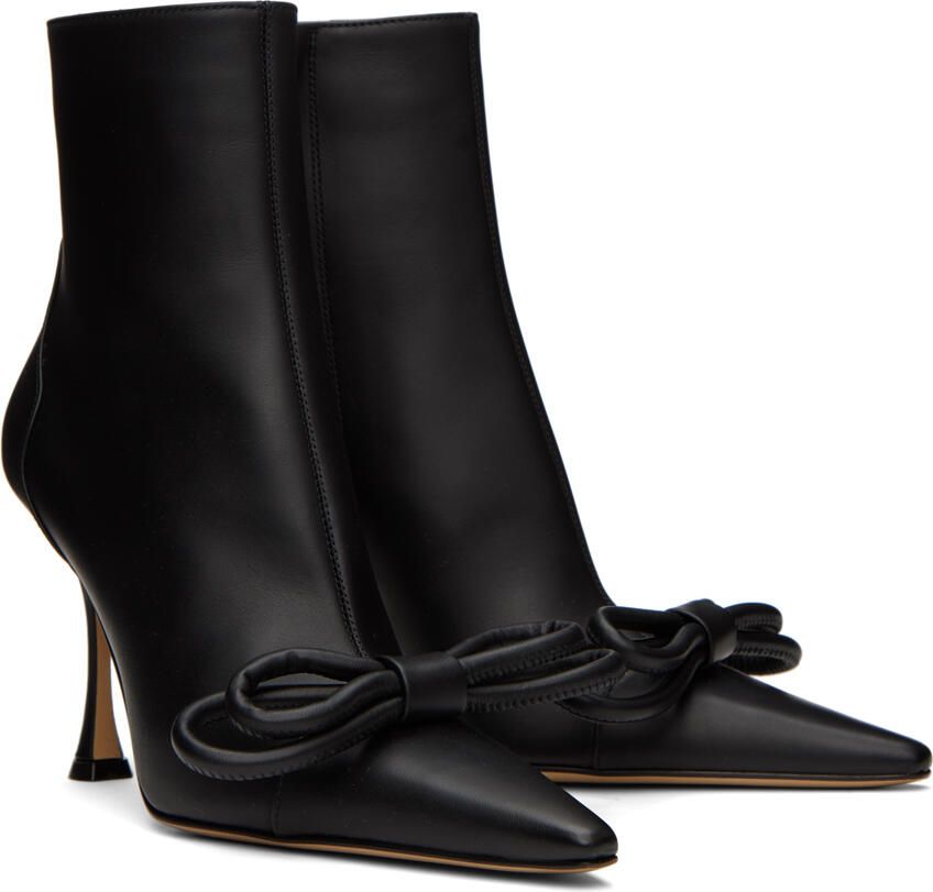 MACH & MACH Black Double Bow 100 Ankle Boots - Picture 2
