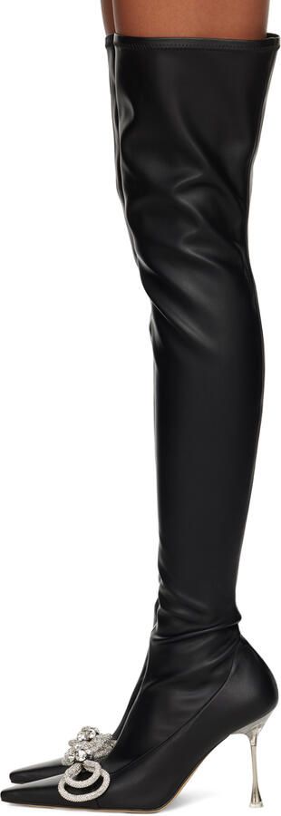 MACH & MACH Black Double Bow 100 Boots - Picture 3