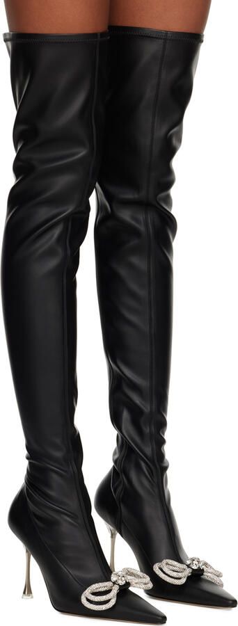MACH & MACH Black Double Bow 100 Boots