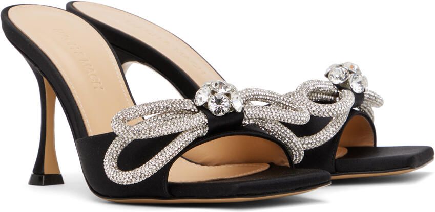 MACH & MACH Black Double Bow 95 Heeled Sandals - Picture 2