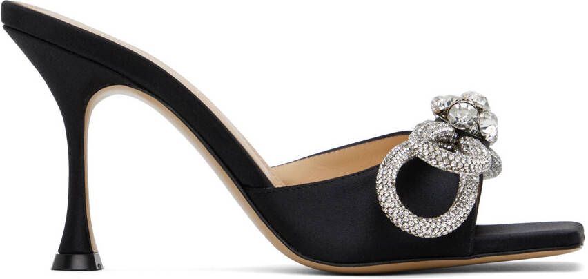 MACH & MACH Black Double Bow Heeled Sandals