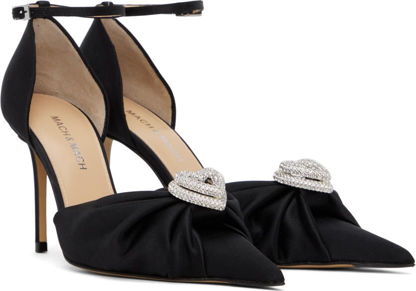 MACH & MACH Black Double Heart 110 Heels - Picture 2