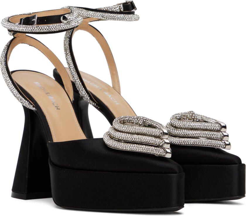 MACH & MACH Black Triple Heart Heels - Picture 2