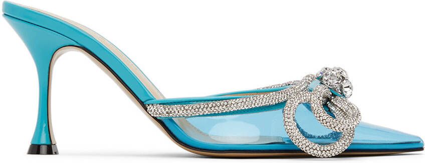 MACH & MACH Blue Double Bow 100 Heels - Picture 5